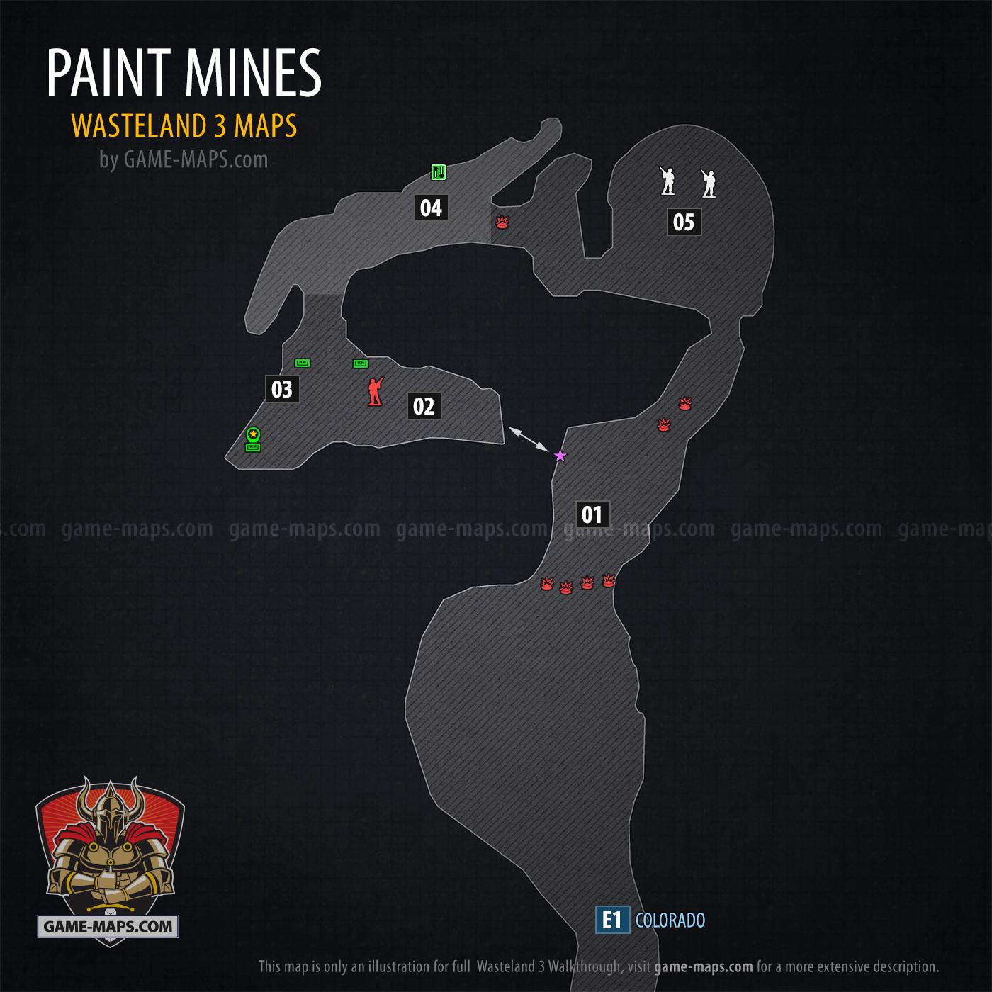 Map of Paint Mines in Wasteland 3