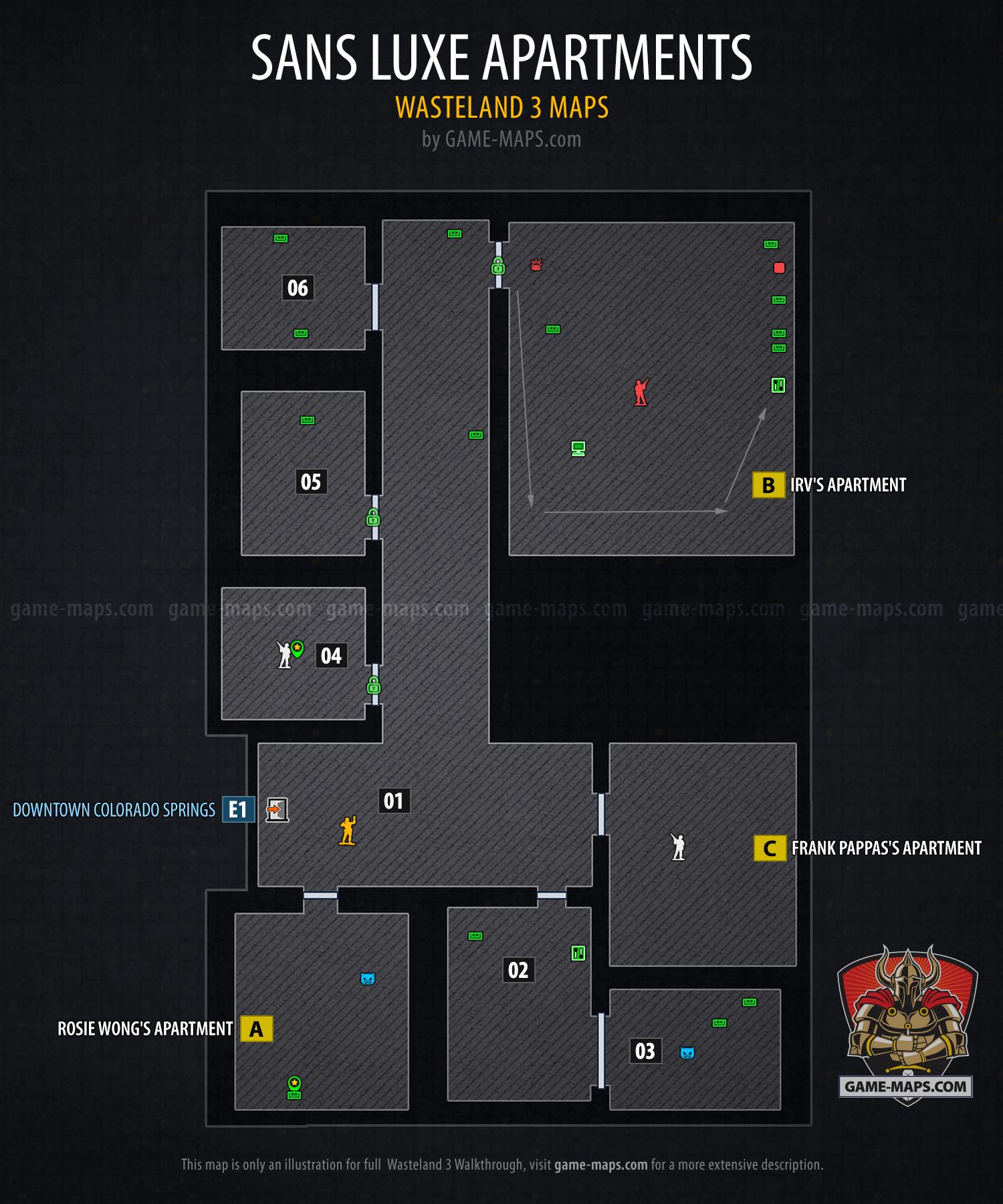 Sans Luxe Apartments Map - Wasteland 3