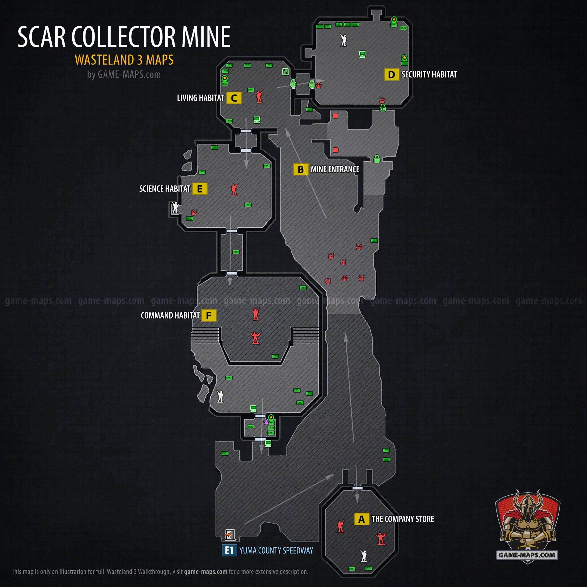 Map of Scar Collector Mine in Wasteland 3