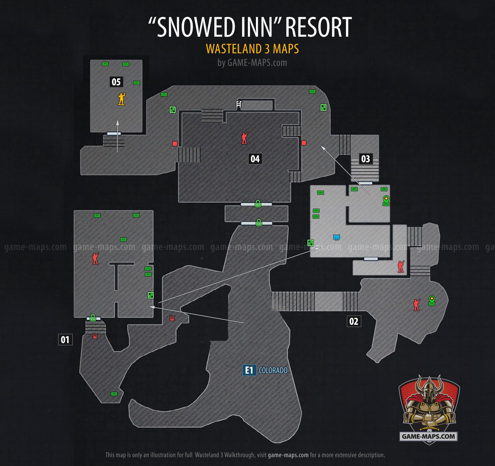 Snowed Inn Resort Map Wasteland 3 Map of Snowed Inn Resort in Wasteland 3