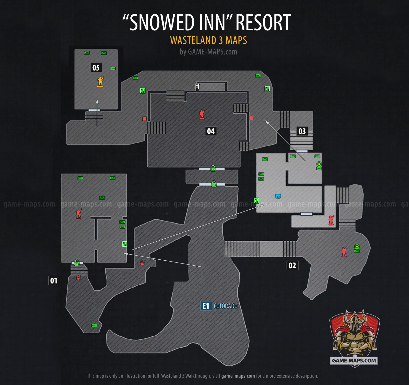 Map of Snowed Inn Resort in Wasteland 3