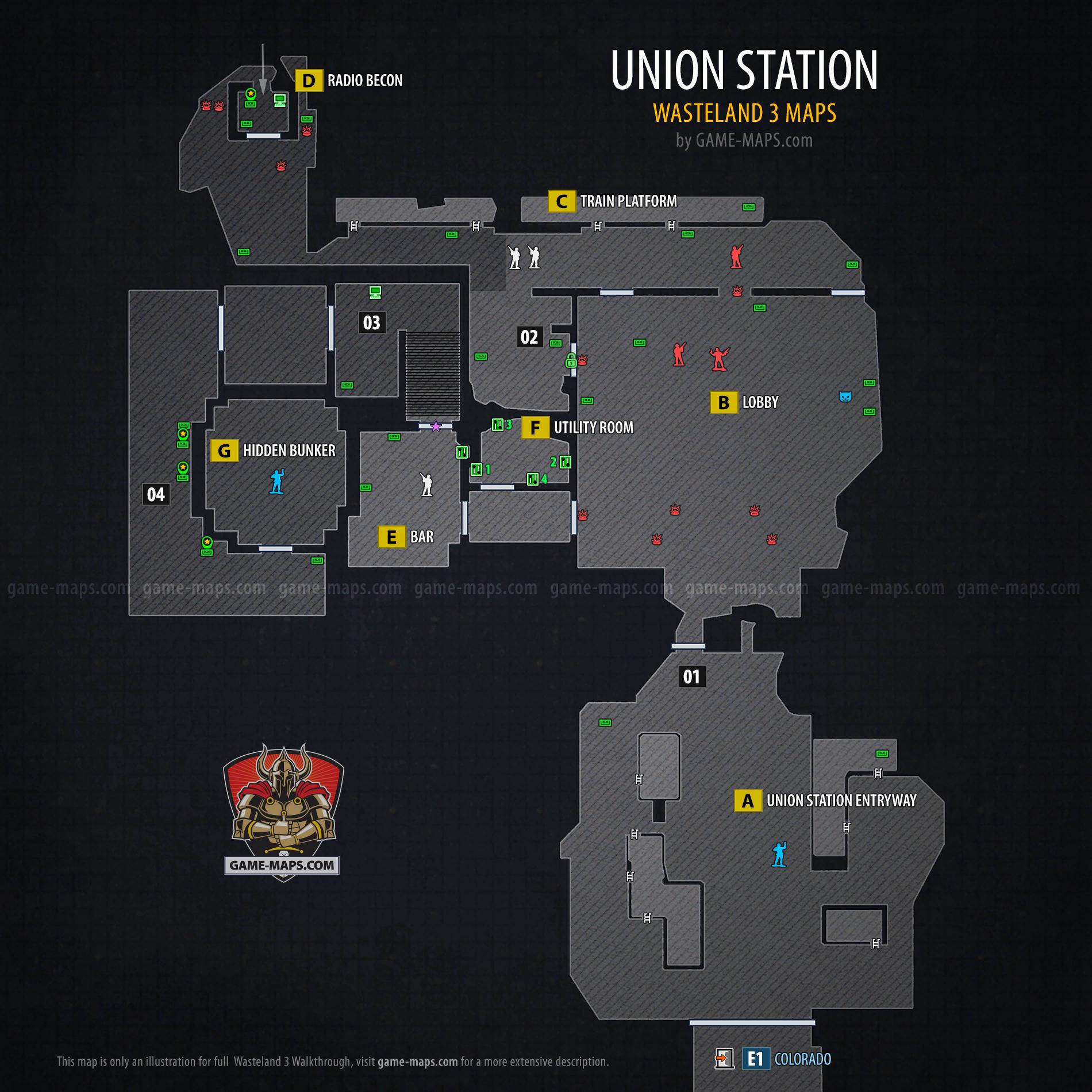 Map of Union Station in Wasteland 3