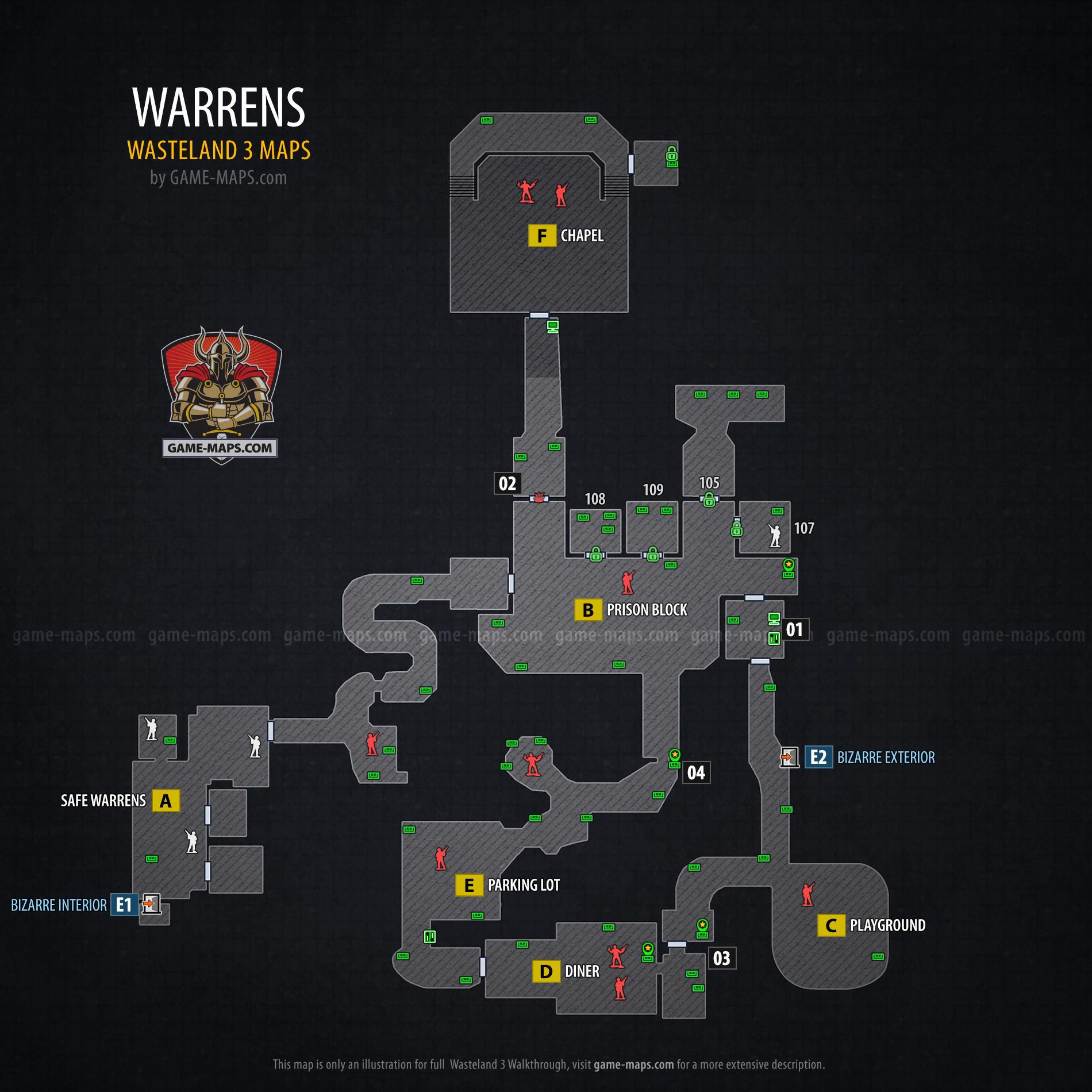 Map of Warrens in Wasteland 3