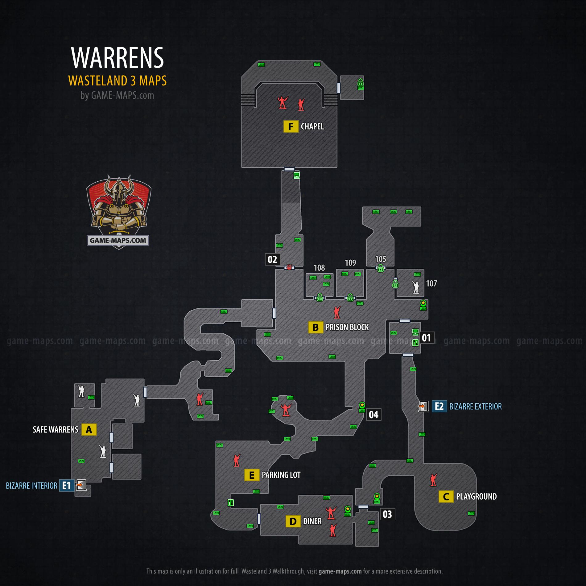 Warrens Map with Walkthrough - Wasteland 3