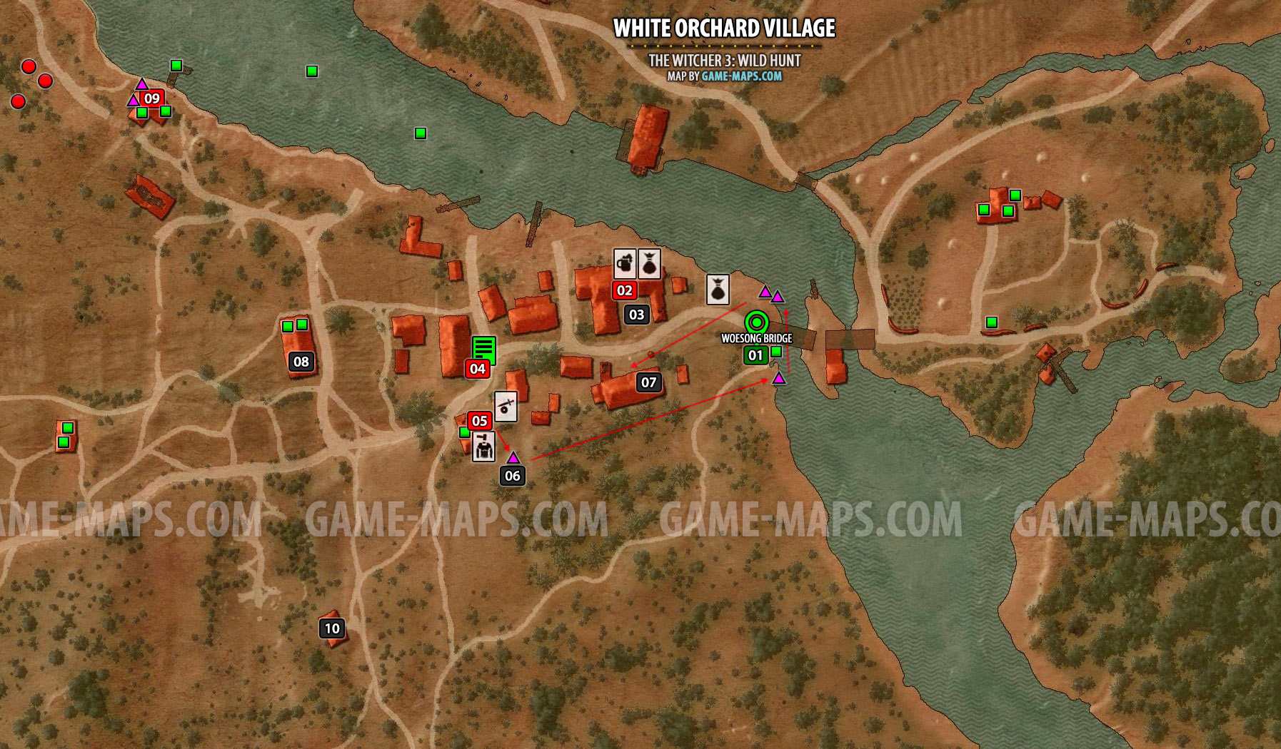 Map of White Orchard Village Map - The Witcher 3