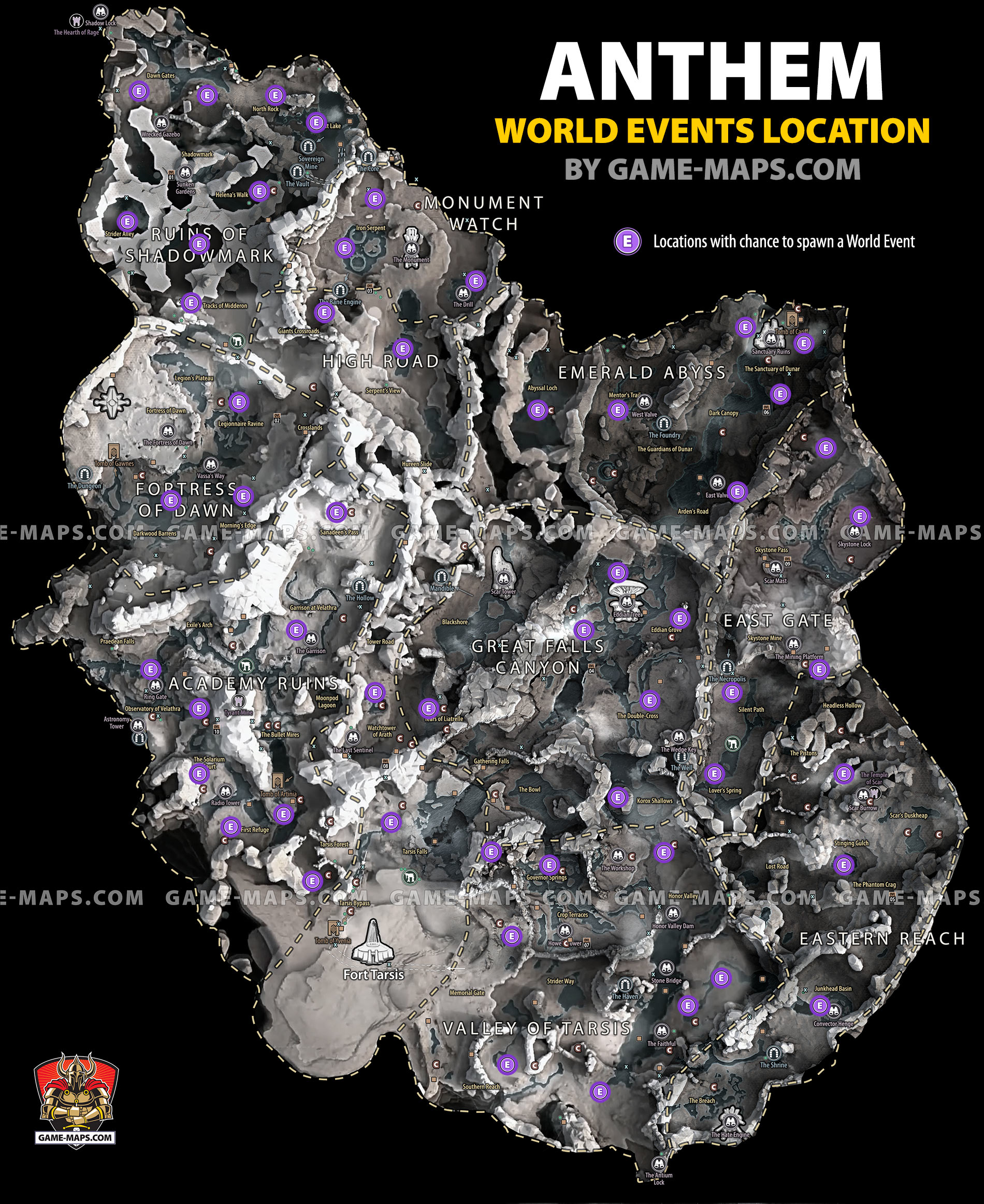 Anthem World Events Locations Map