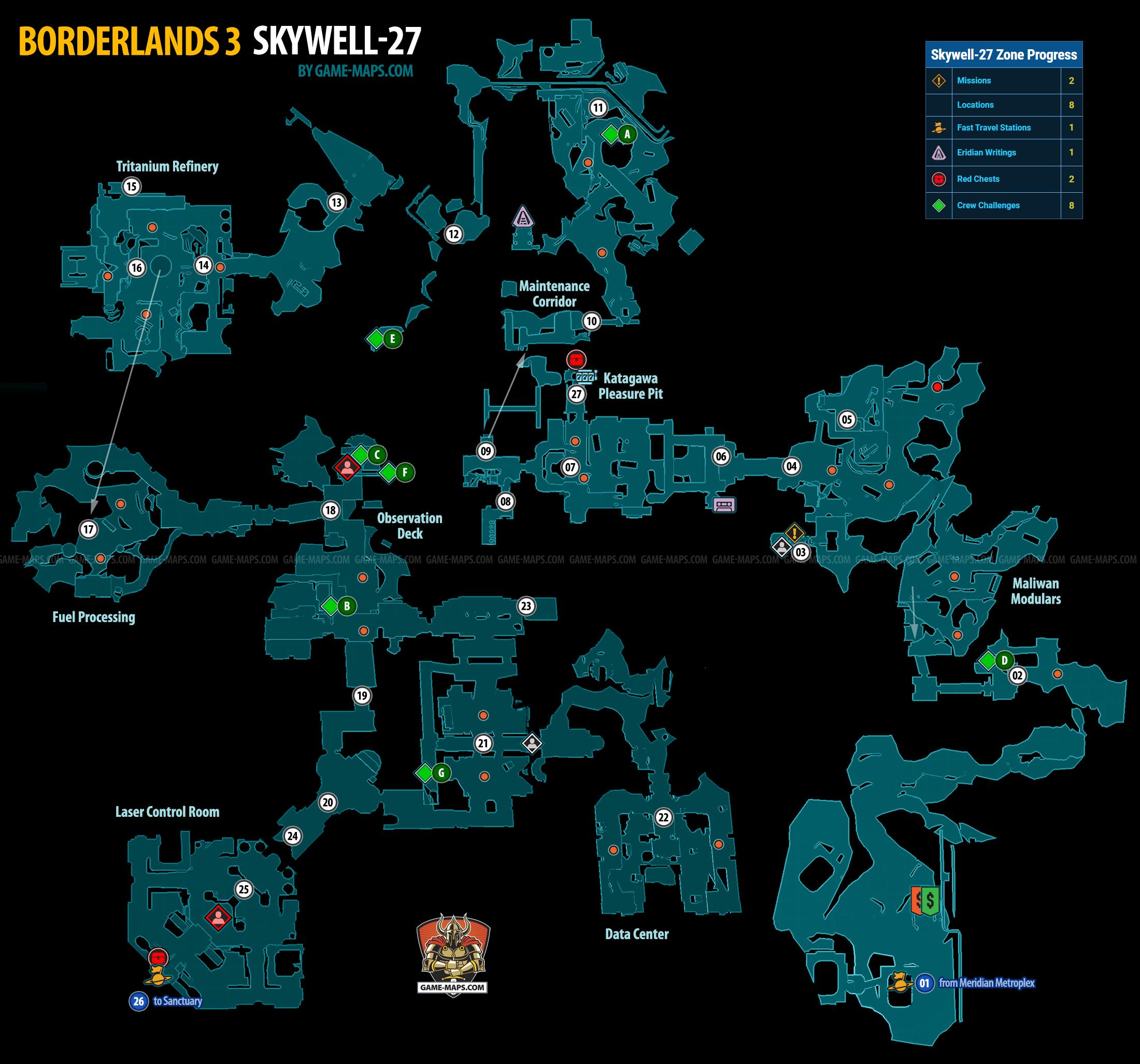 Skywell-27 Map on Promethea Planet for Borderlands 3