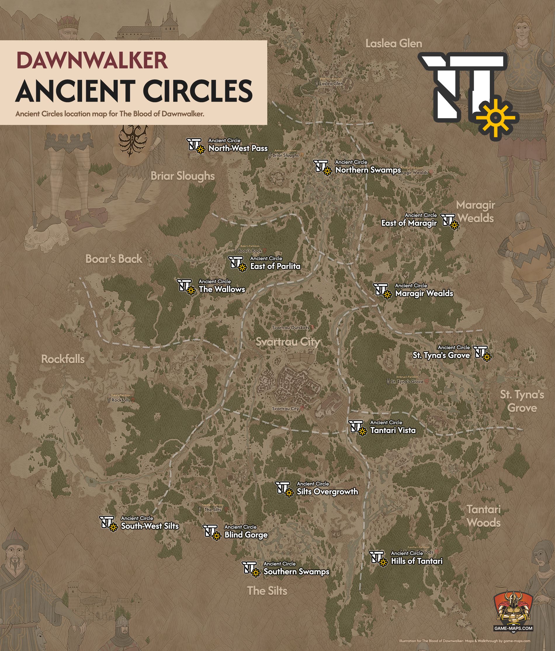 The Blood of Dawnwalker Map of all Scouting Towers locations.