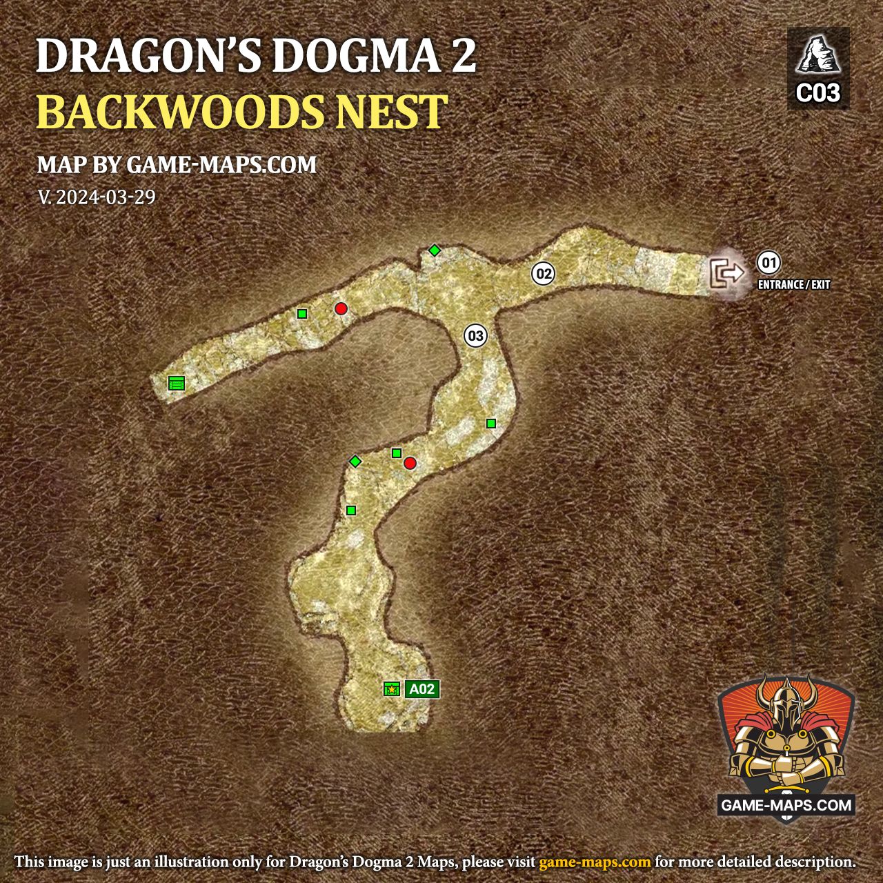 Map of Backwoods Nest Cave in Dragon's Dogma 2