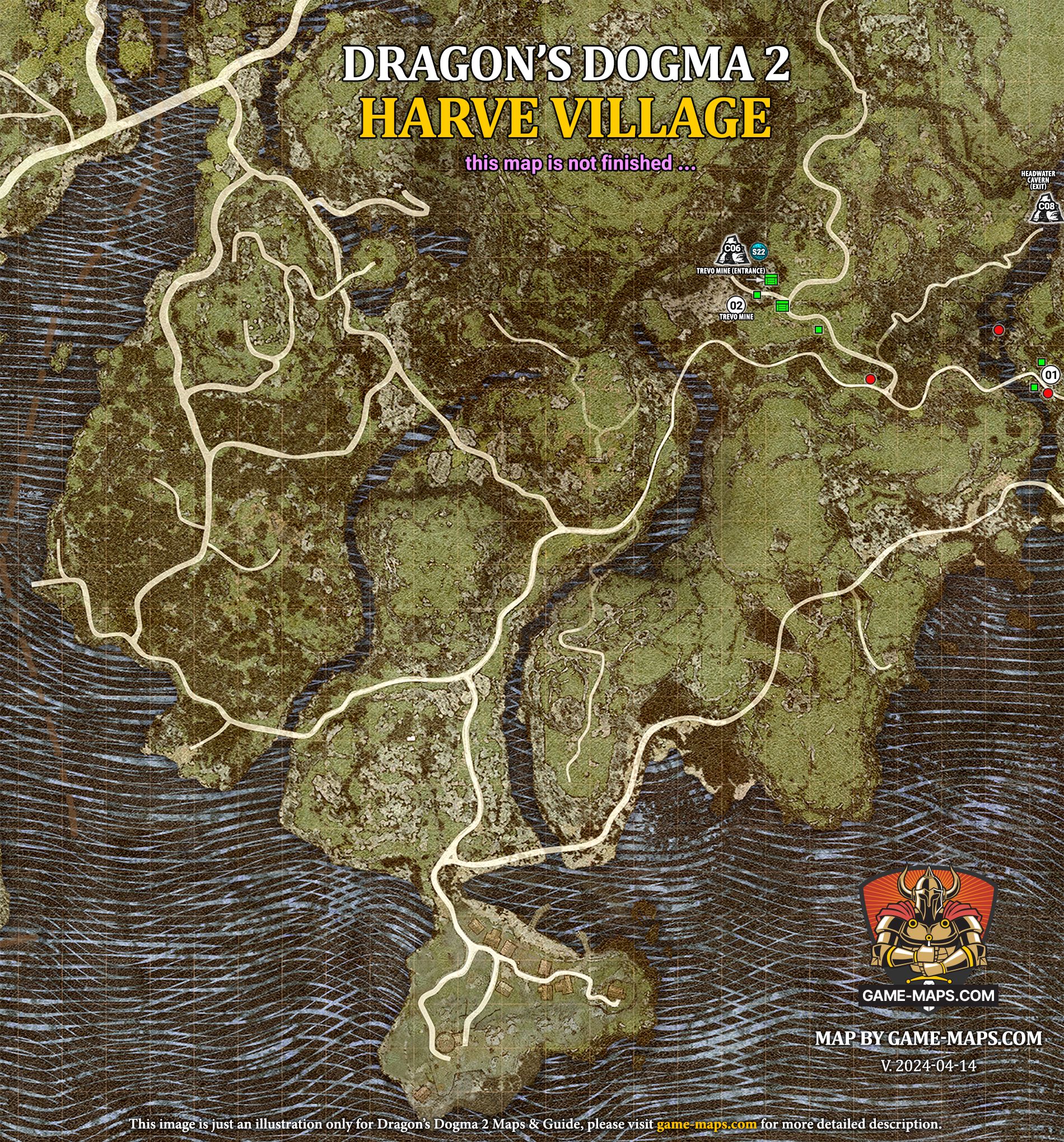 Map of Harve Village in Dragon's Dogma 2