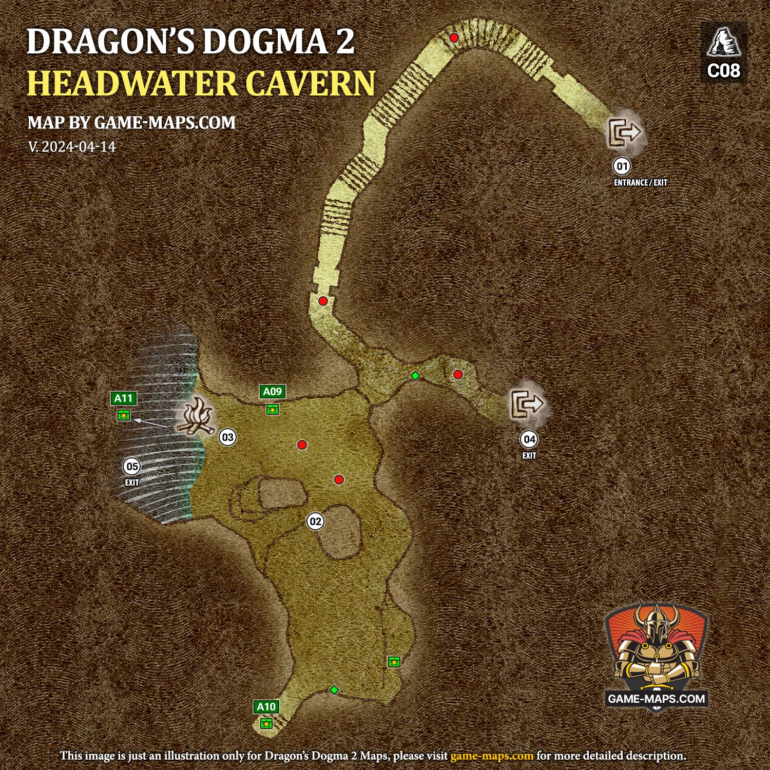 Map of Headwater Cavern in Dragon's Dogma 2