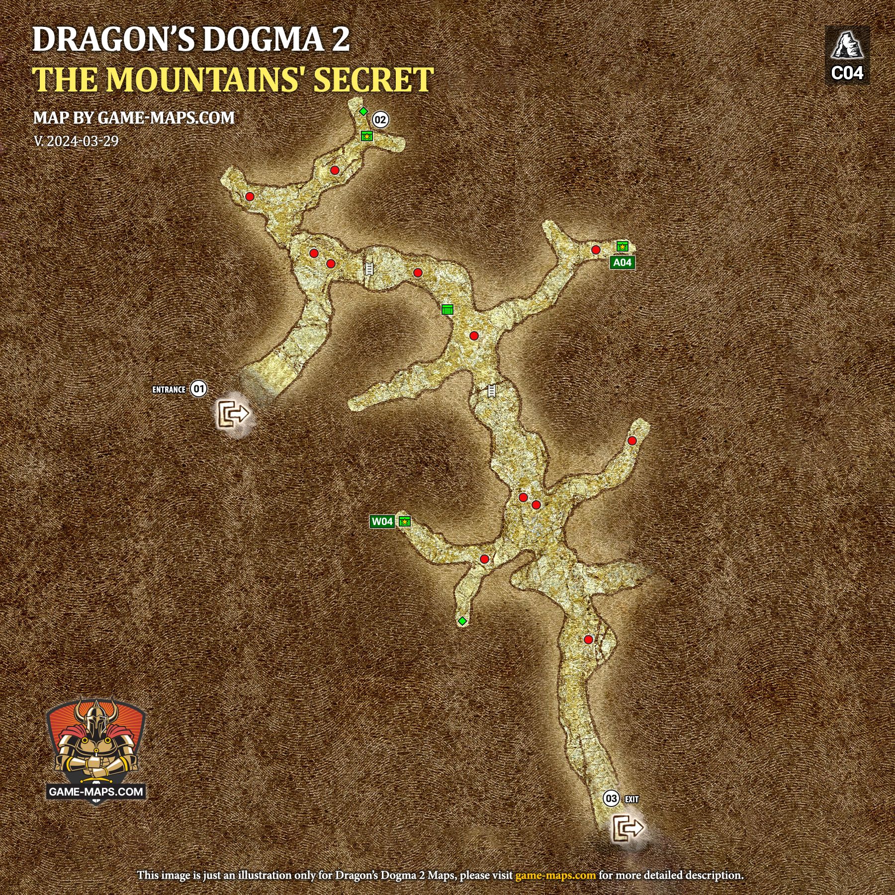 Map of The Mountains' Secret Cave in Dragon's Dogma 2