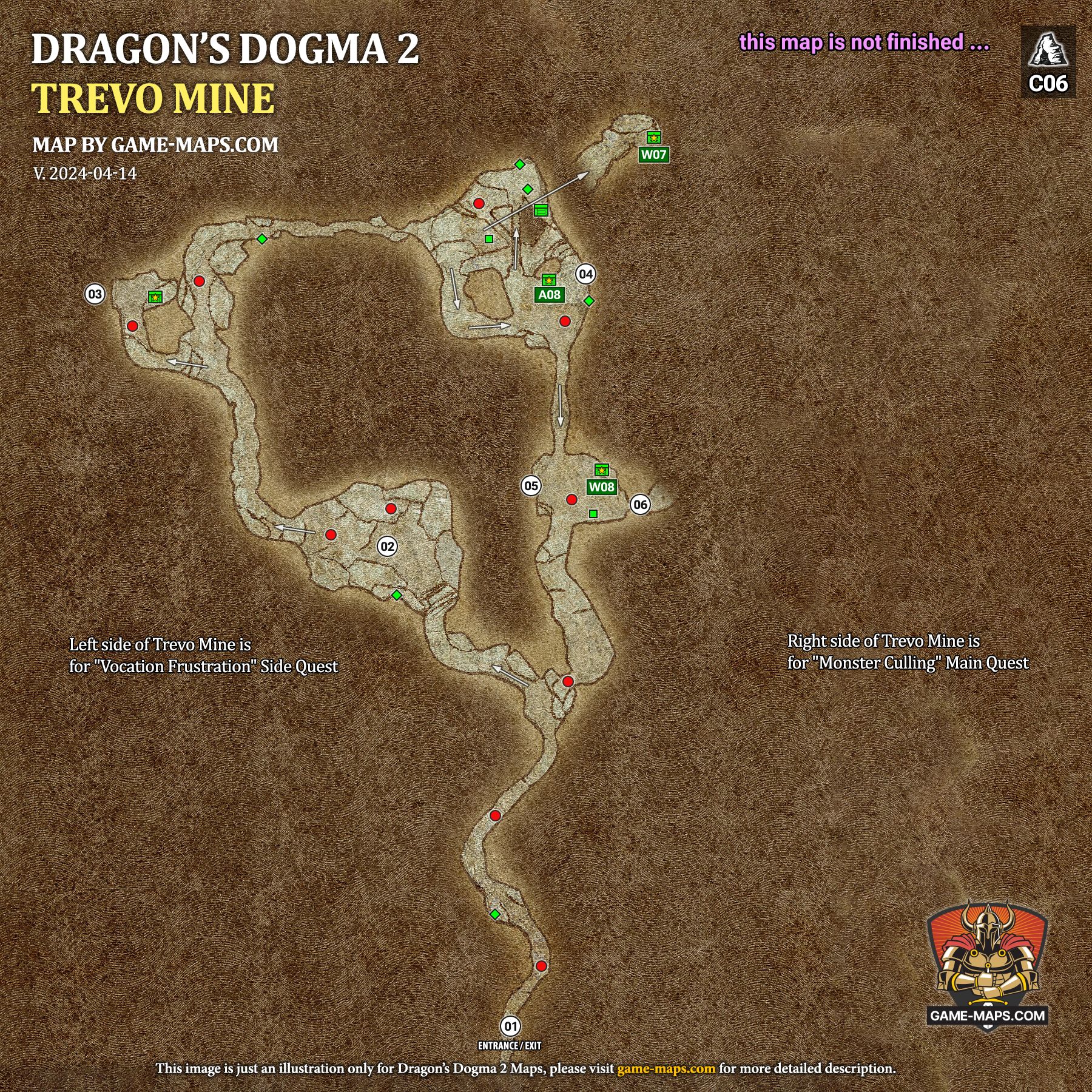 Map of Trevo Mine Cave in Dragon's Dogma 2