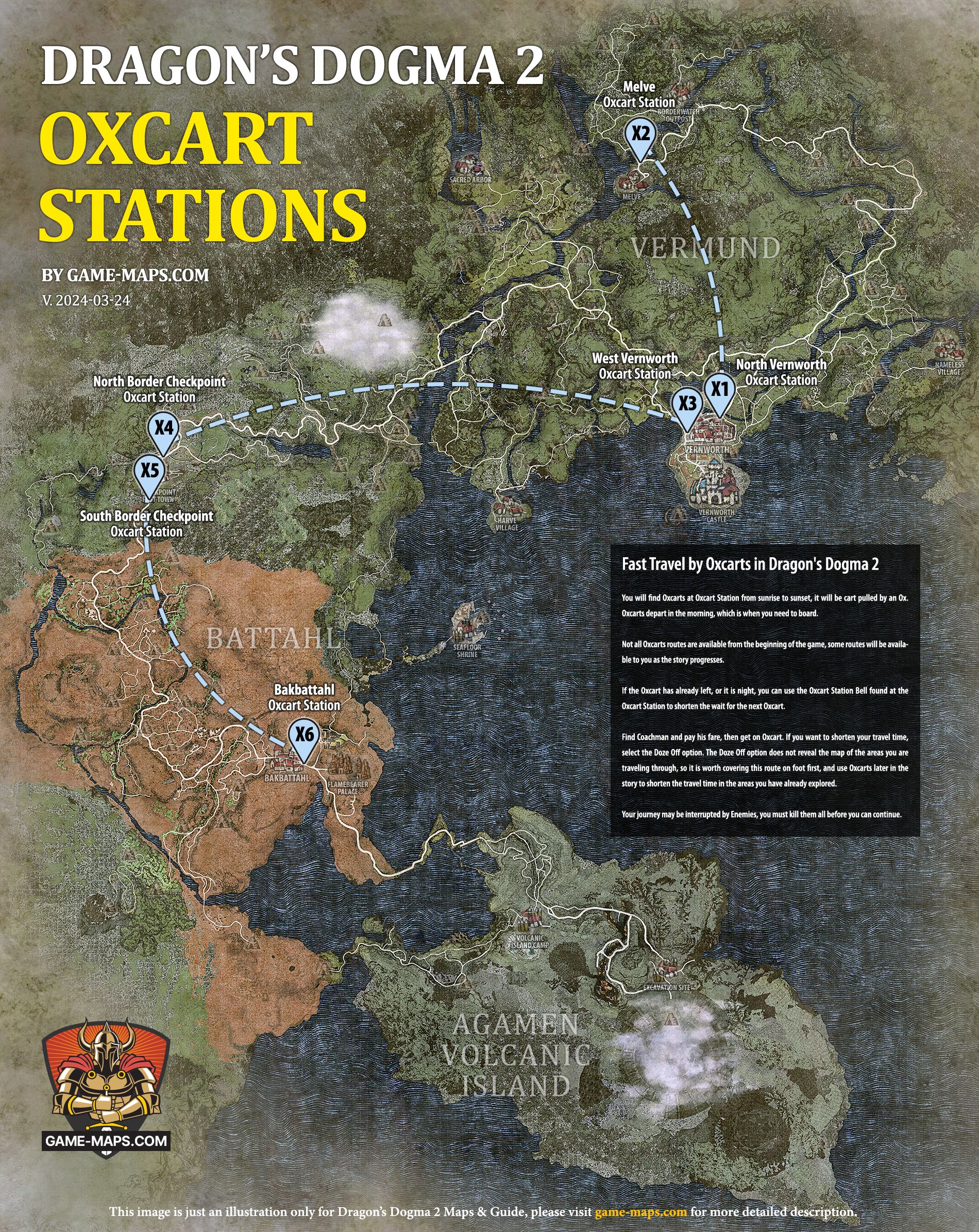 Map of Oxcart Station Locations in Dragon's Dogma 2
