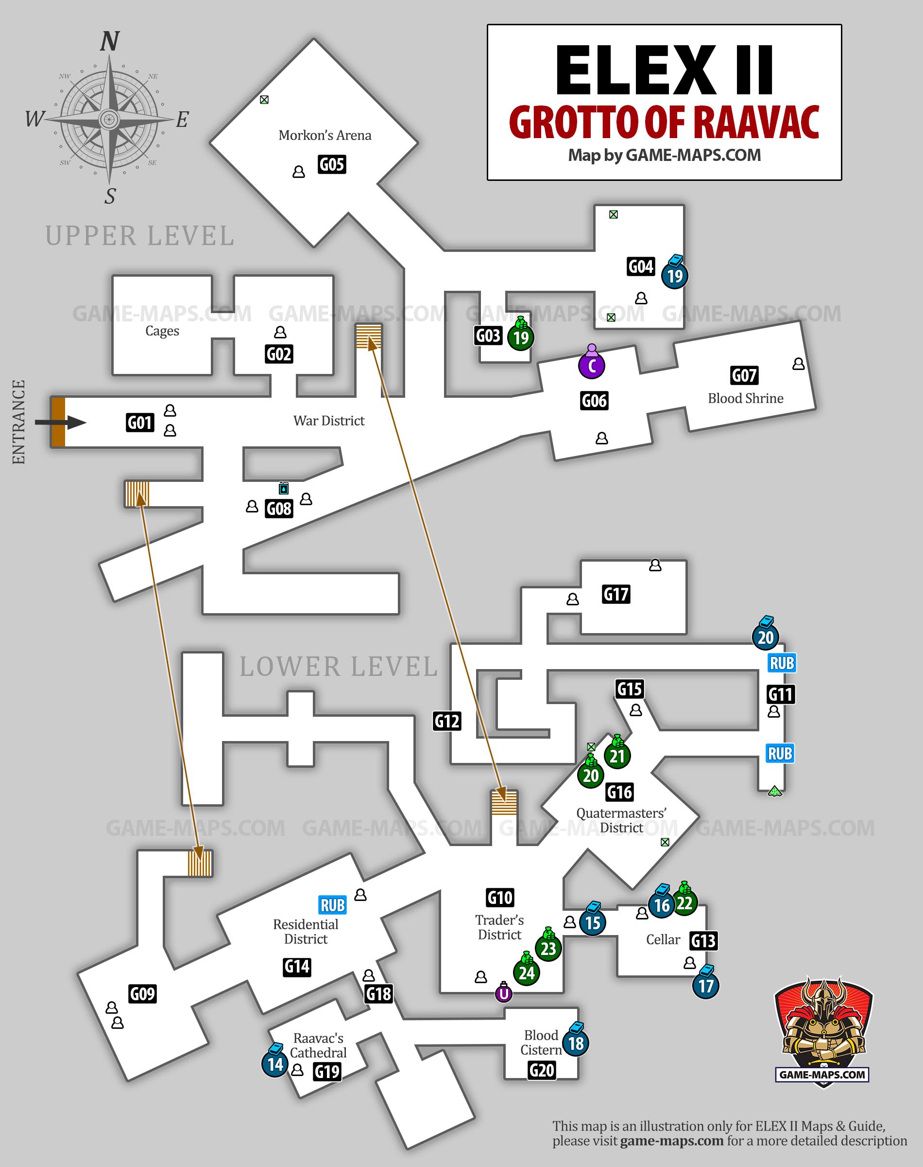  Map for ELEX II Grotto of Raavac, underground Morkons city.