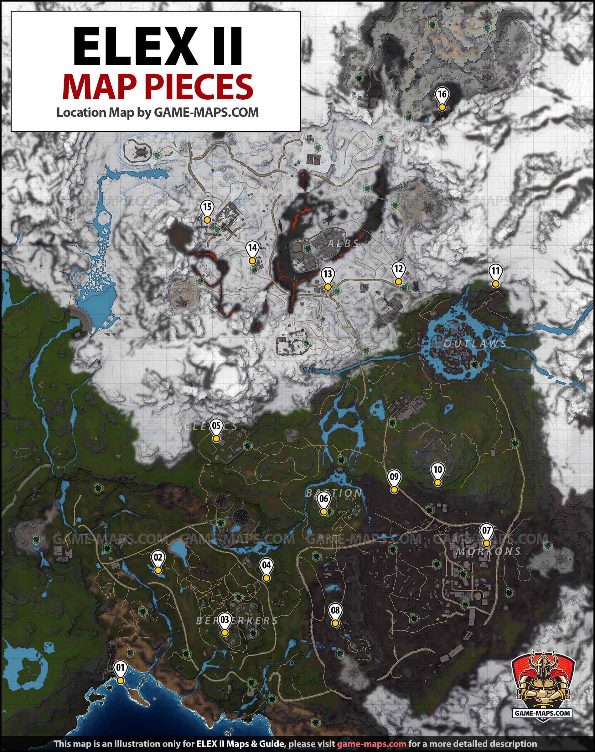 Map for ELEX II with location of Map Pieces