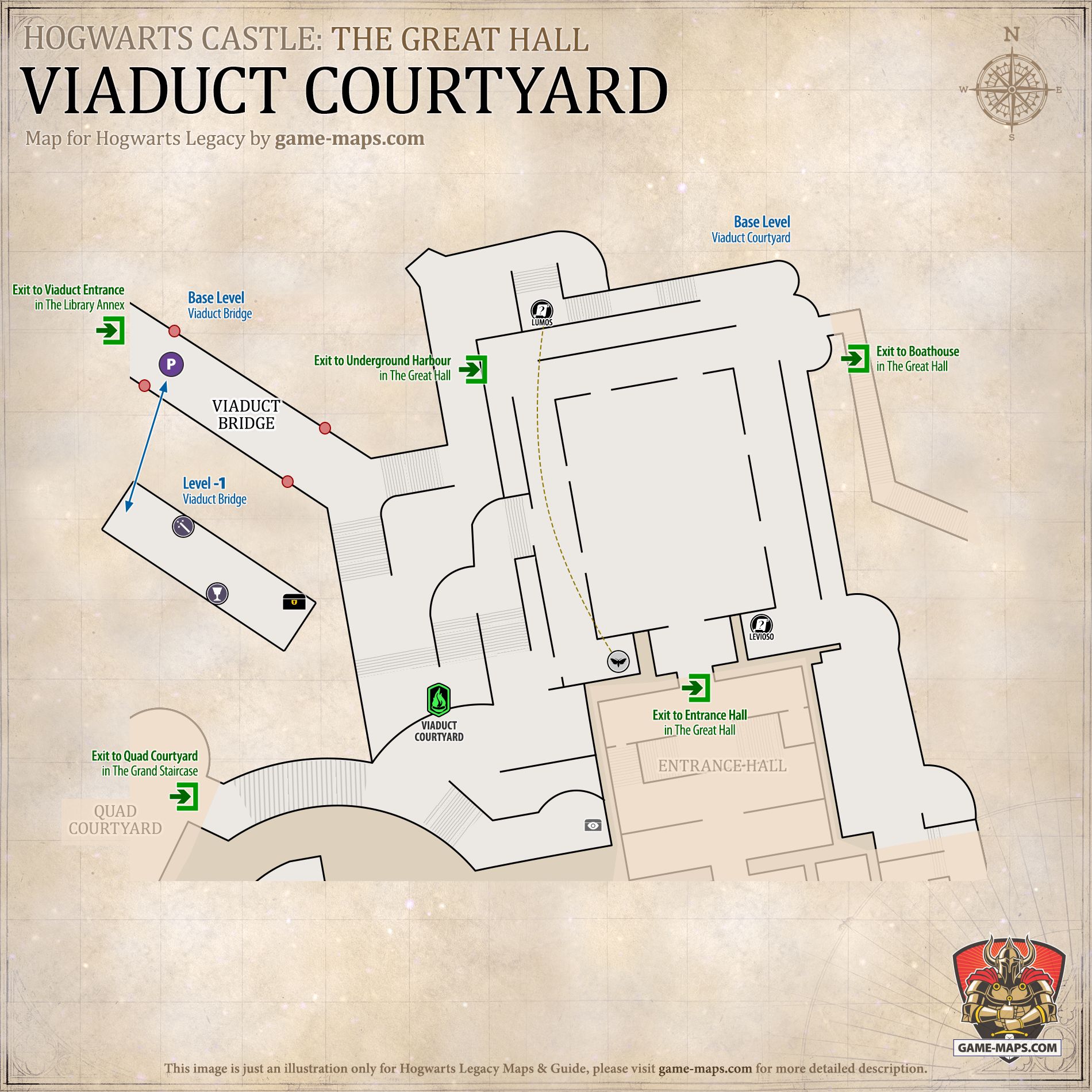 Viaduct Courtyard Map for Hogwarts Legacy