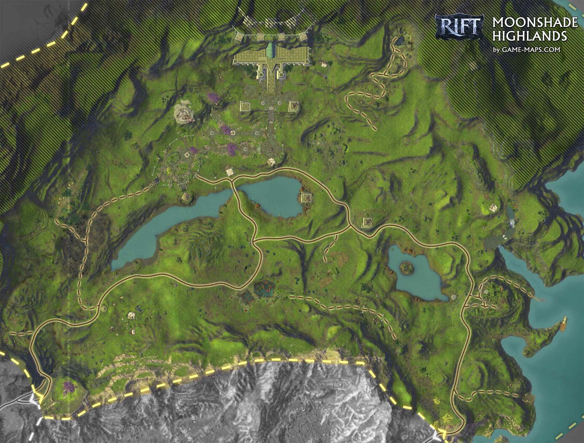 Map of Moonshade Highlands Zone in Rift