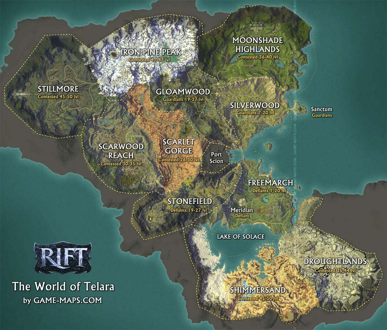 RIFT The World Of Telara Map