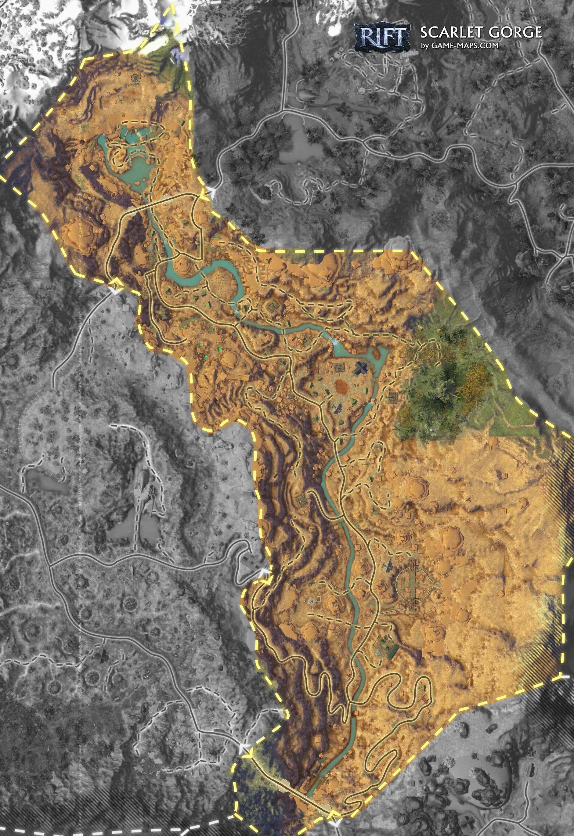 Map of Scarlet Gorge Zone in Rift