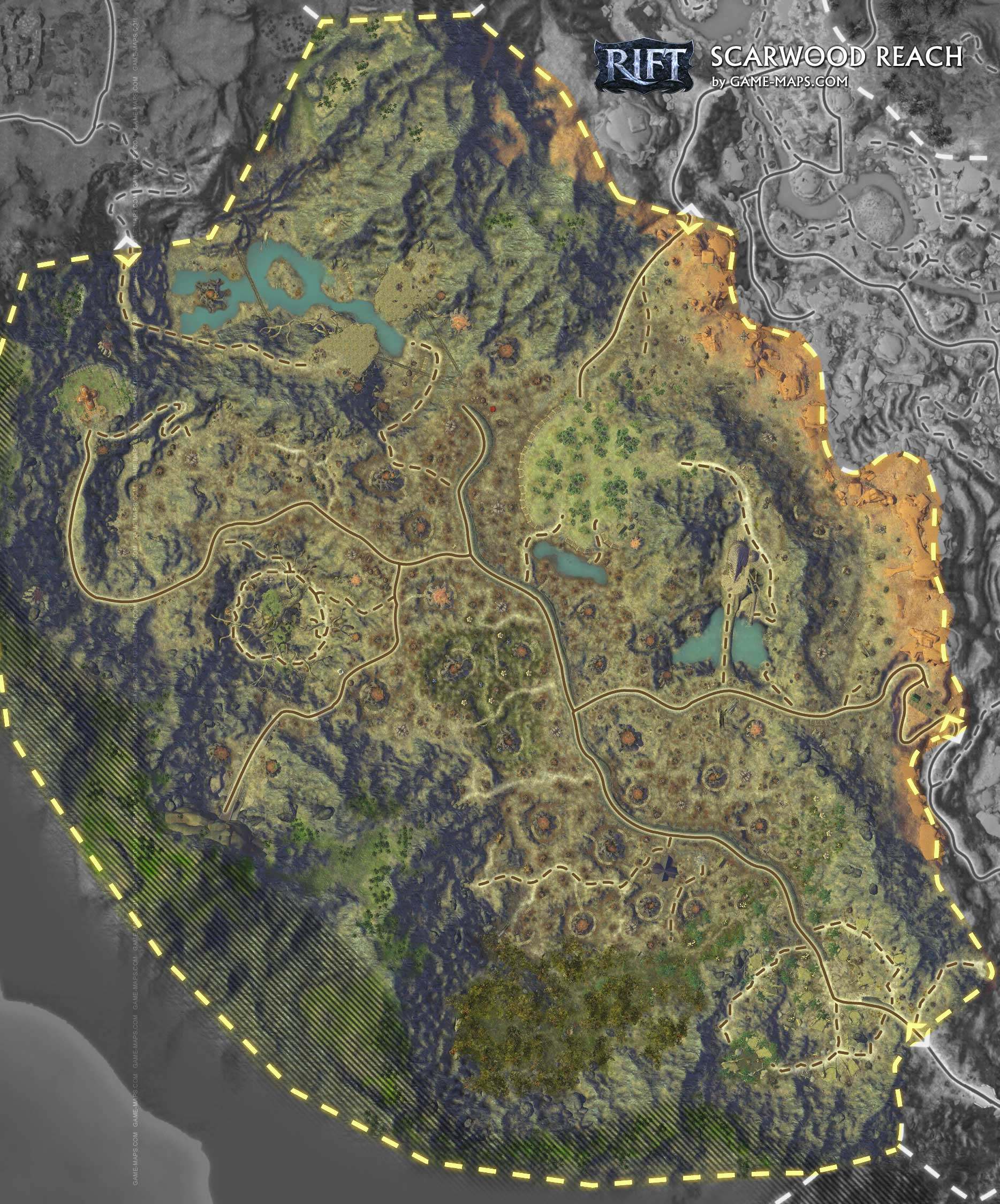 Map of Scarwood Reach Zone in Rift