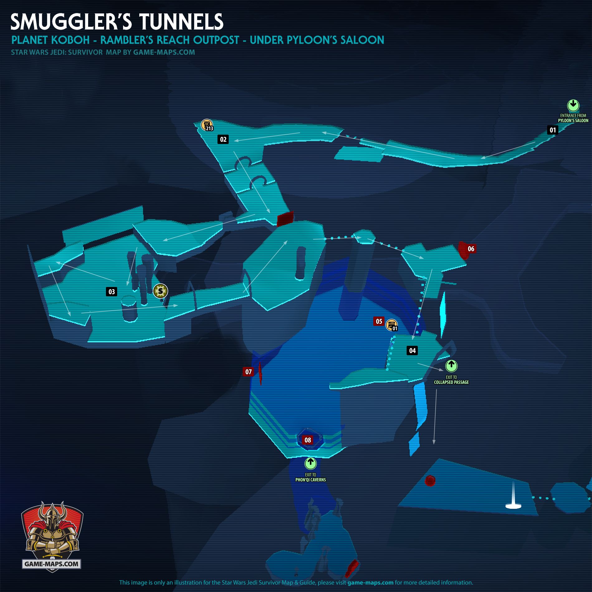 Smuggler’s Tunnels Map Koboh Planet for Star Wars Jedi Survivor
