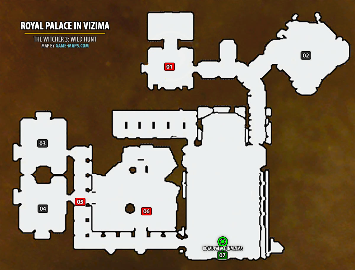Map of Royal Palace in Vizima Map - The Witcher 3